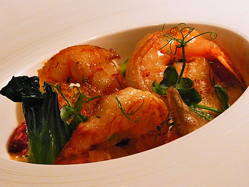 牛油烤大蝦洋薊及椰子汁